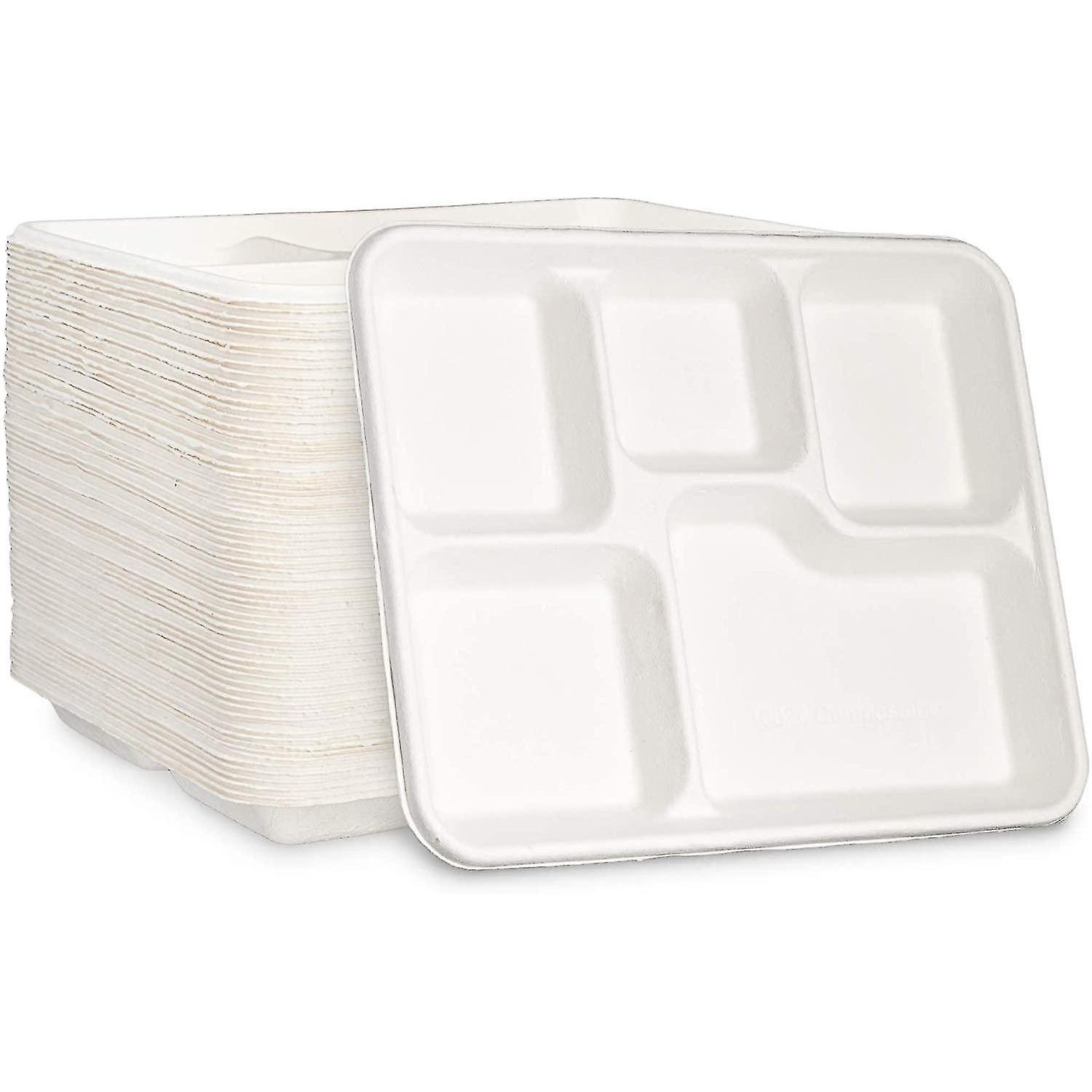 5 COMPARTMENT SUGARCANE TRAY – SHALLOW (125) – Packaging, Eco Range (PGE-10159)