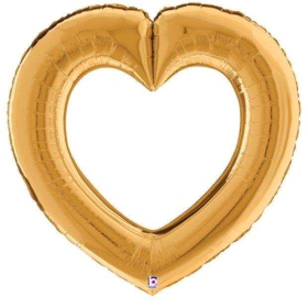 Betallic Foil Shape 104cm (41″) Linking Heart Gold  – Foil Balloons, Printed Foil Balloons (PGE-17464)